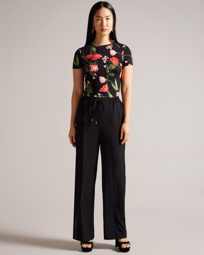 T-Shirt Ted Baker Printed Fitted Noir Femme | VNF-04451169